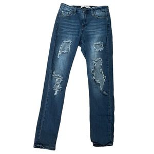 Y2K Distressed Dark Wash Skinny Jeans